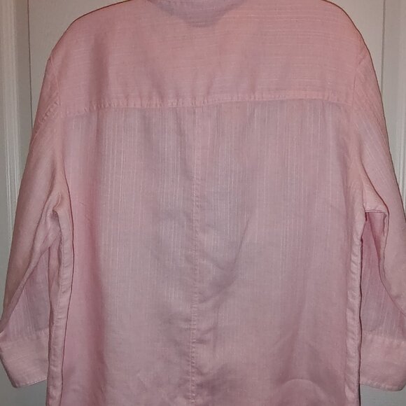 VALERIE STEVENS LARGE & LIZ CLAIBORNE PETITE LARGE LINEN BLOUSES PINK & BEIGE - Picture 4 of 11